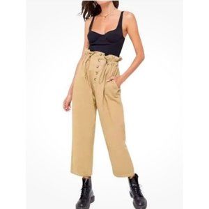 Urban Outfitters UO Terra High-Waisted Paperbag Pant tan Size S Tan Cropped